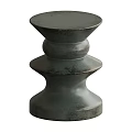Distressed Gray Modern Side Table With Layered Curved Shapes And Textured Surface 3d model