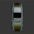 Blue Vintage Sports Car With Transparent Roof Red Wheels And Circular White Sticker