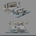 Modern Double Bed Setup With Soft Headboard Bedside Tables Lamps Pillows And Geometric Rug