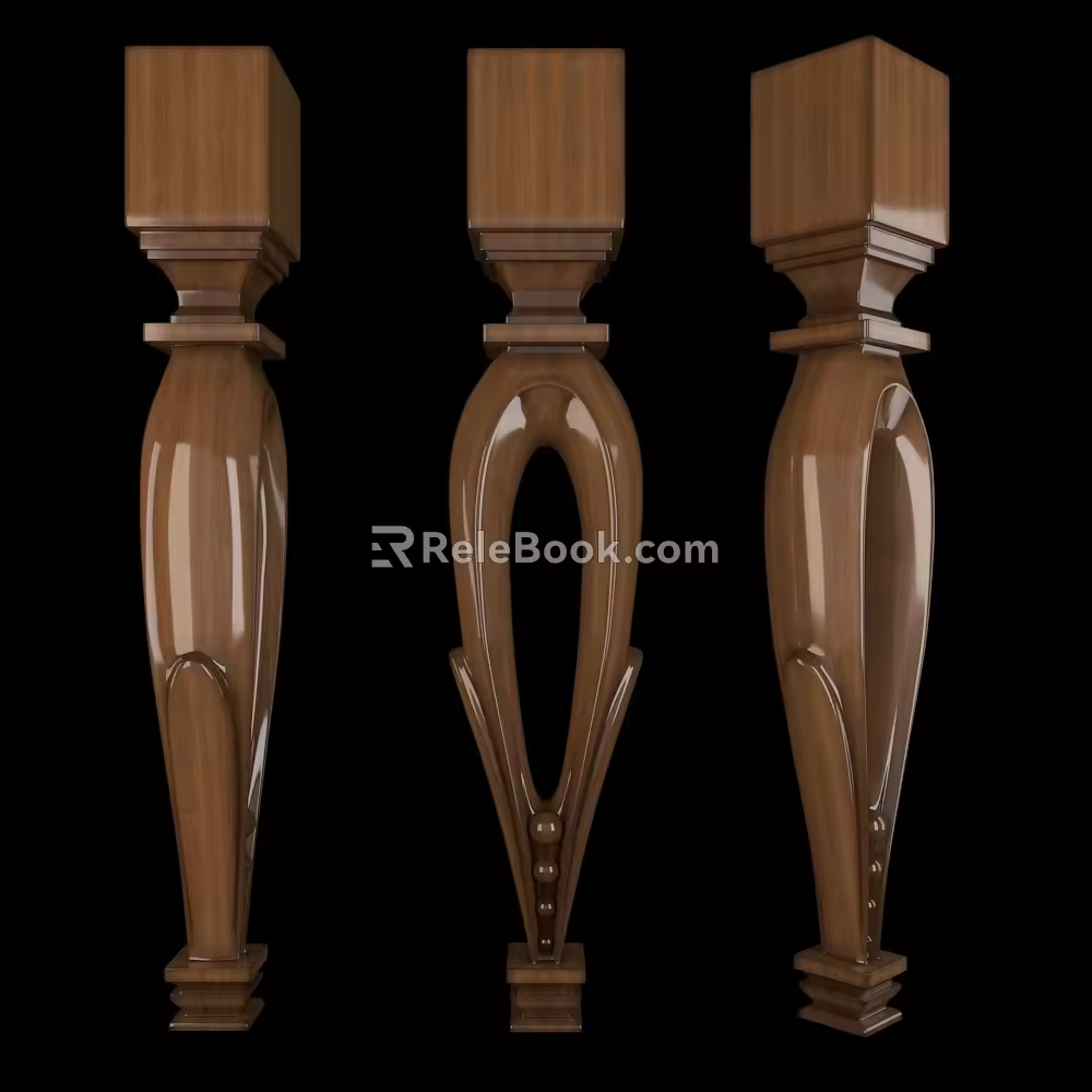 Wood Grain Support Column Stair Component Fence Posts 3d model