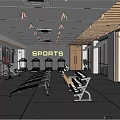 Modern Spacious Gym Interior With Well Equipped Exercise Machines And Mirrors