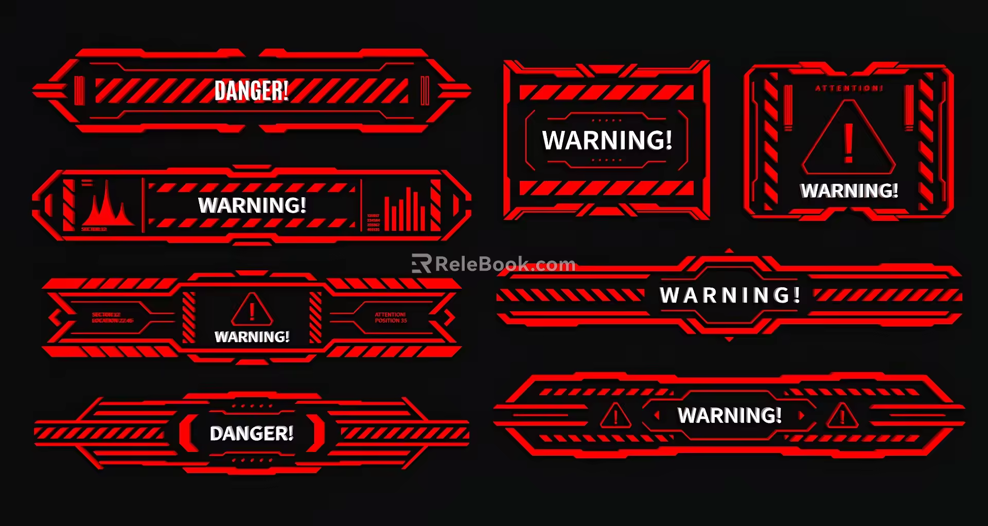 Sci-tech elements Sci-tech circuit alarm interface Sci-tech circuit danger prompt interface 3d model