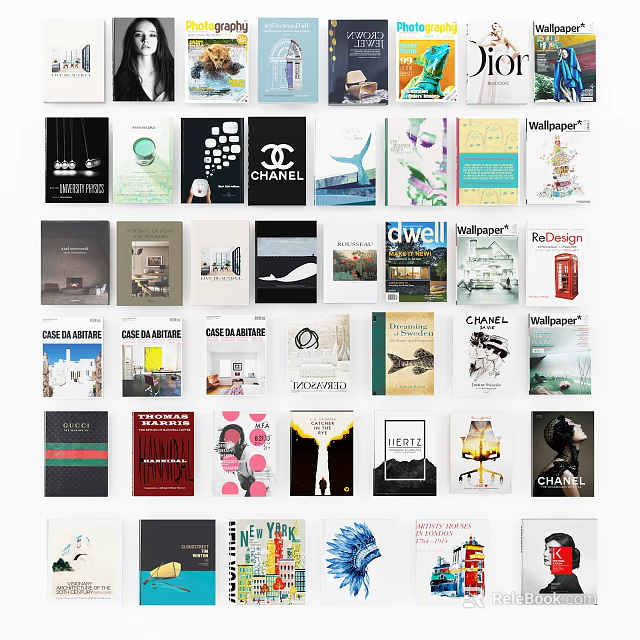 Diverse Books Magazines Collection Featuring Various Cover Designs And Themes On 3d model 
