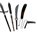 Various Ancient Traditional Weapons Collection Featuring Spears Swords And Blades