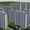Modern High Rise Residential Complex With Greenery And Road Layout 3d model