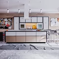 Modern Kitchen Interior Design With Island Orange Chairs Large Windows And Marble Flooring