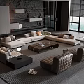 Modern Minotti Sofa Coffee Table Combination 3d model