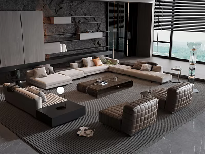 Modern Minotti Sofa Coffee Table Combination