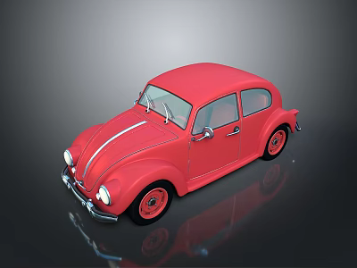 Red Vintage Beetle Car Model Featuring Classic Design And Shiny Red Exterior 3d model