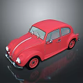 Red Vintage Beetle Car Model Featuring Classic Design And Shiny Red Exterior