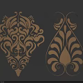 Intricate Decorative Carvings With Scroll Leaves Floral Motifs And Symmetrical Shapes On Blue Background