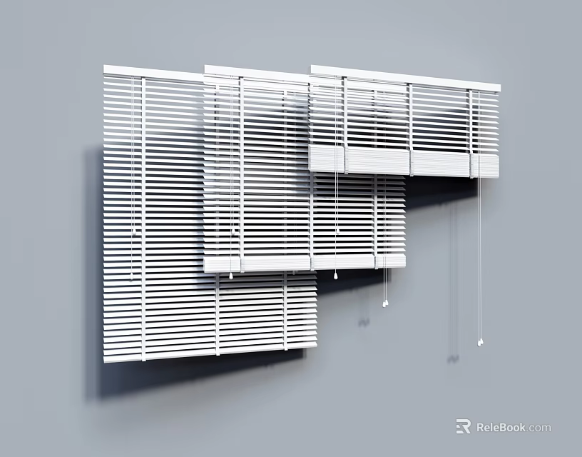 Modern Adjustable Window Blinds With Smooth Slats And Cord Control For Interior Decoration 3d model 