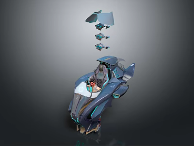 Futuristic Spacecraft With Detachable Modules Streamlined Structure And Advanced Cockpit For Cosmic Exploration 3d model