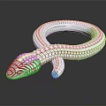White Textured Coiled Reptile Shaped 3D Model With Reflection On Black Surface 3d model