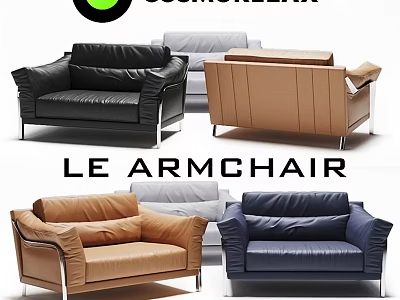 Stylish Modern Leather Armchair With Multiple Colors And Metal Leg Design 3d model