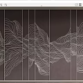 Sofa Background Wall With Artistic Wave Line On Dark Panels
