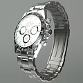 Rolex Chronograph Watch With White Dial Black Bezel And Stainless Steel Bracelet