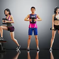 Group of People Exercising with Dumbbells in Sportswear During Indoor Fitness Workout