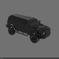 Black Armored Car with Roof Lights Large Tires and Rugged Exterior Design
