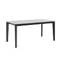 Modern Sleek Dining Table With White Tabletop And Black Legs Design 3d model