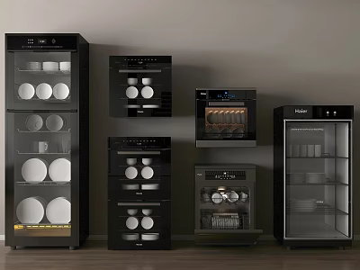 Haier Kitchen Appliances Glass Door Design Including Dish Sterilizers Oven Plates And Food Inside 3d model