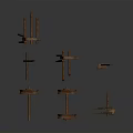 Rusted Vintage Train Parts With Metal Wheels And Brackets On White Background