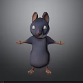 Cartoon Mouse Character With Big Eyes Outstretched Arms And Purple Blue Body