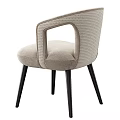Modern Upholstered Dining Chair With Beige Fabric Seat And Black Metal Legs