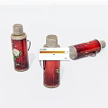 Vintage Red Thermos Flasks with Silver Lids Handles and White Floral Patterns