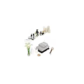 Essential Bathroom Daily Care Products With Hand Soap Towels Scented Candles And Mirror