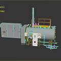 Industrial Stainless Steel Tank System With Control Cabinet Pipes Valves Yellow Guardrail And Exhaust Pipe