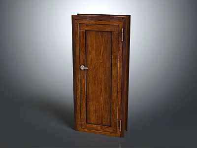 Brown Wooden Cabinet Door With Elegant Design Smooth Surface And Metal Handle 3d model