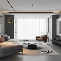 Modern Living Room Interior Design With Gray L shaped Sofa Round Coffee Table And Floor Lamp