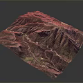 Detailed 3D Mountain Terrain Model With Lush Green Vegetation And Winding Paths