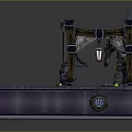 Fantasy Magic Chamber Interior With Central Statue Green Glowing Elements And Purple Decor