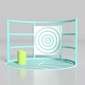Modern Photo Spot With Light Blue Curved Structure Target Design And Green Cylinder
