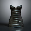 Stylish Black Dress With Shiny Pleated Fabric And Elegant Silhouette Design