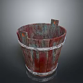 Rustic Wooden Bucket With Metal Hoops For Home Storage And Decorative Use