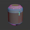 Modern White Cylindrical Rice Cooker With Smooth Surface Lid And Locking Latch Design