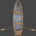 Classic Wooden Boat With Gray Hull And Wooden Oar On White Background