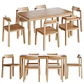 Log wind dining table and chair set 3d model