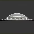 Modern Commercial Complex With Circular Structure White Dome Green Areas And Connected Roads