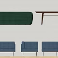 Modern Sofa and Coffee Table Set with Green Couch Brown Table and Gray Seating 3d model