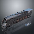 Vintage Steam Train 3D Model With Metal Texture And Detailed Design