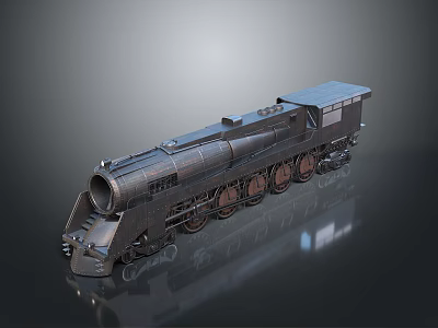 Vintage Steam Train 3D Model With Metal Texture And Detailed Design 3d model