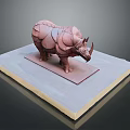 Artistic Rhinoceros Model With Scaly Tiled Design Standing On Light Colored Base