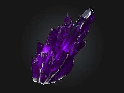 Purple Crystal Stone With Natural Wooden Base For Decorative 3d model