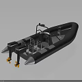 Black Inflatable Boat with Dual Engines Seats and Console as Water Transport Vehicle