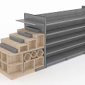 Modern Display Shelves With Multi Tiered Design And Wooden Gray Finish For Retail Store