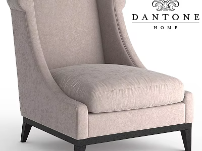 Stylish Beige Upholstered Accent Chair With Black Legs And Comfortable Cushion 3d model